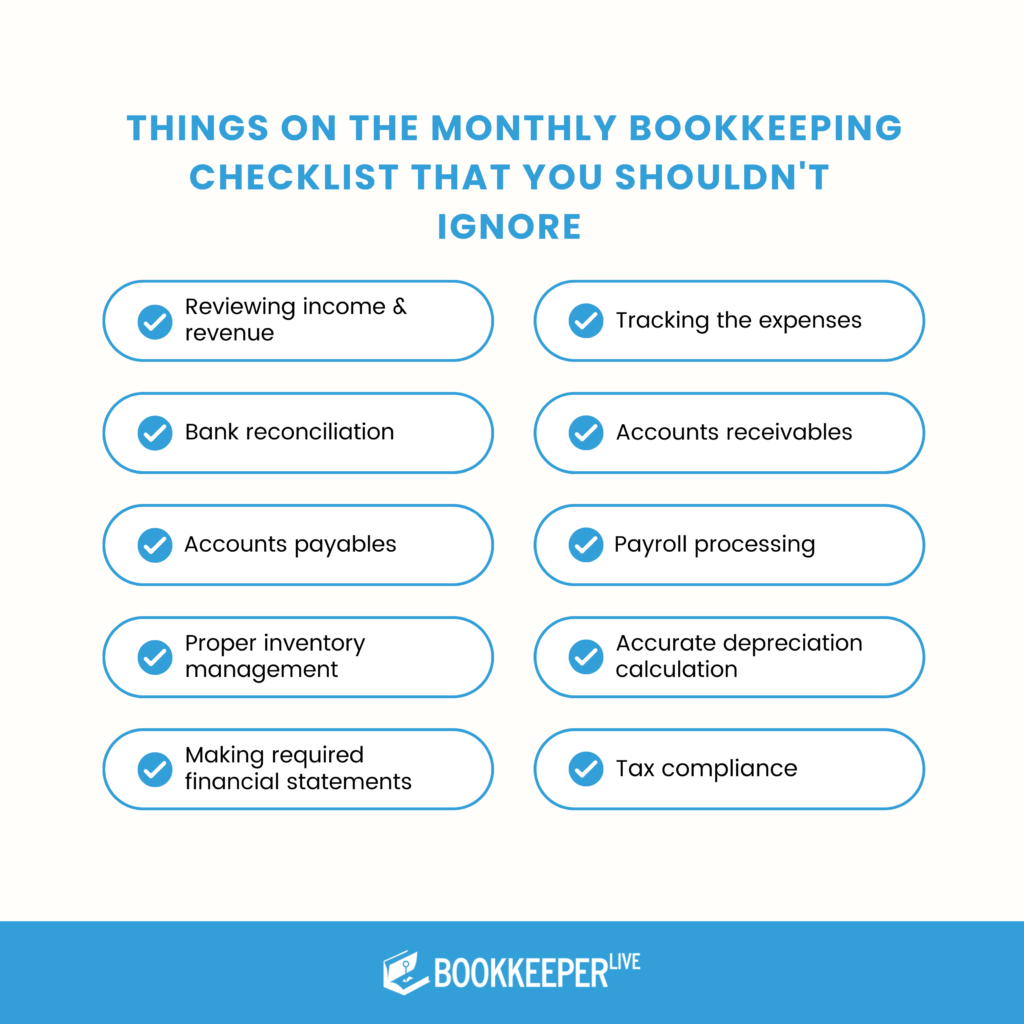 Monthly bookkeeping checklist