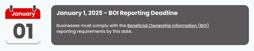 January 1, 2025, BOI Reporting Deadline