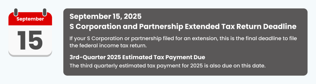 S Corporation and Partnership Extended Tax Return Deadline